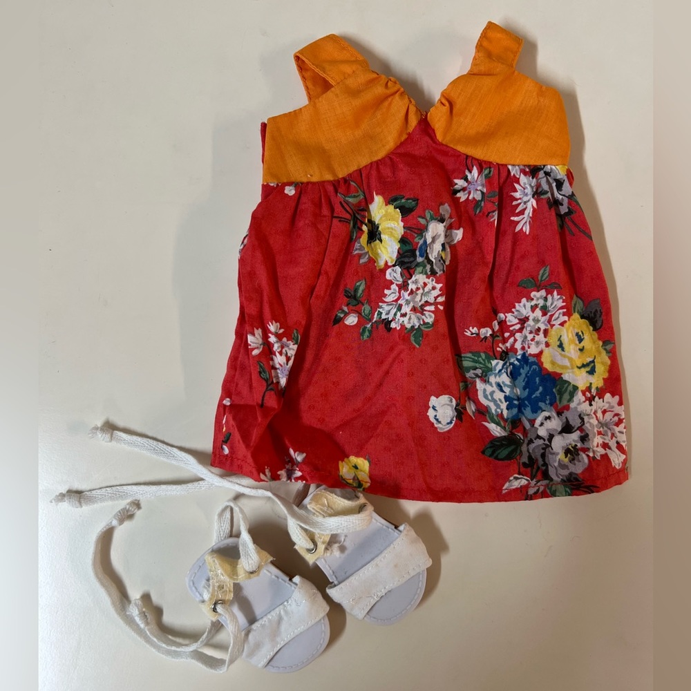 18” Doll Sun Dress with Matching White Sandals